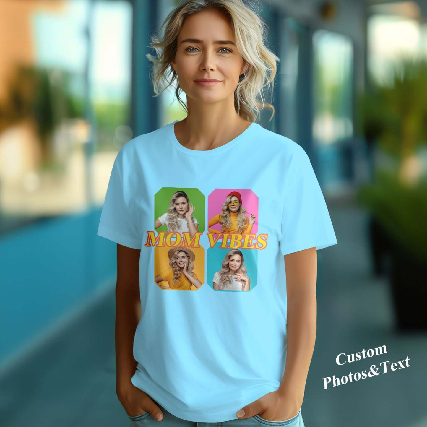 Custom Mom Vibes Vintage Photo Tee Mother's Day Gift - FaceSocksUSA