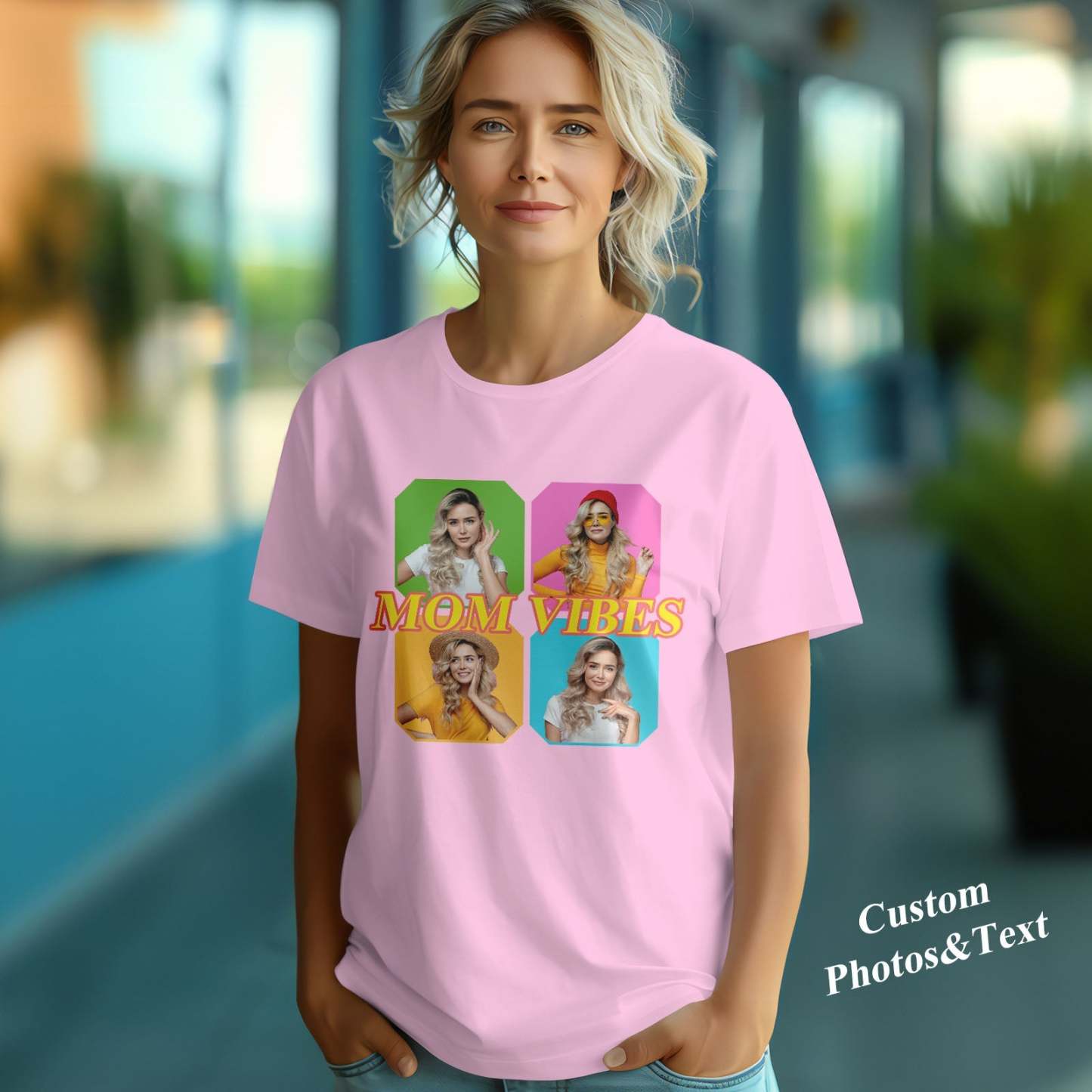 Custom Mom Vibes Vintage Photo Tee Mother's Day Gift - FaceSocksUSA