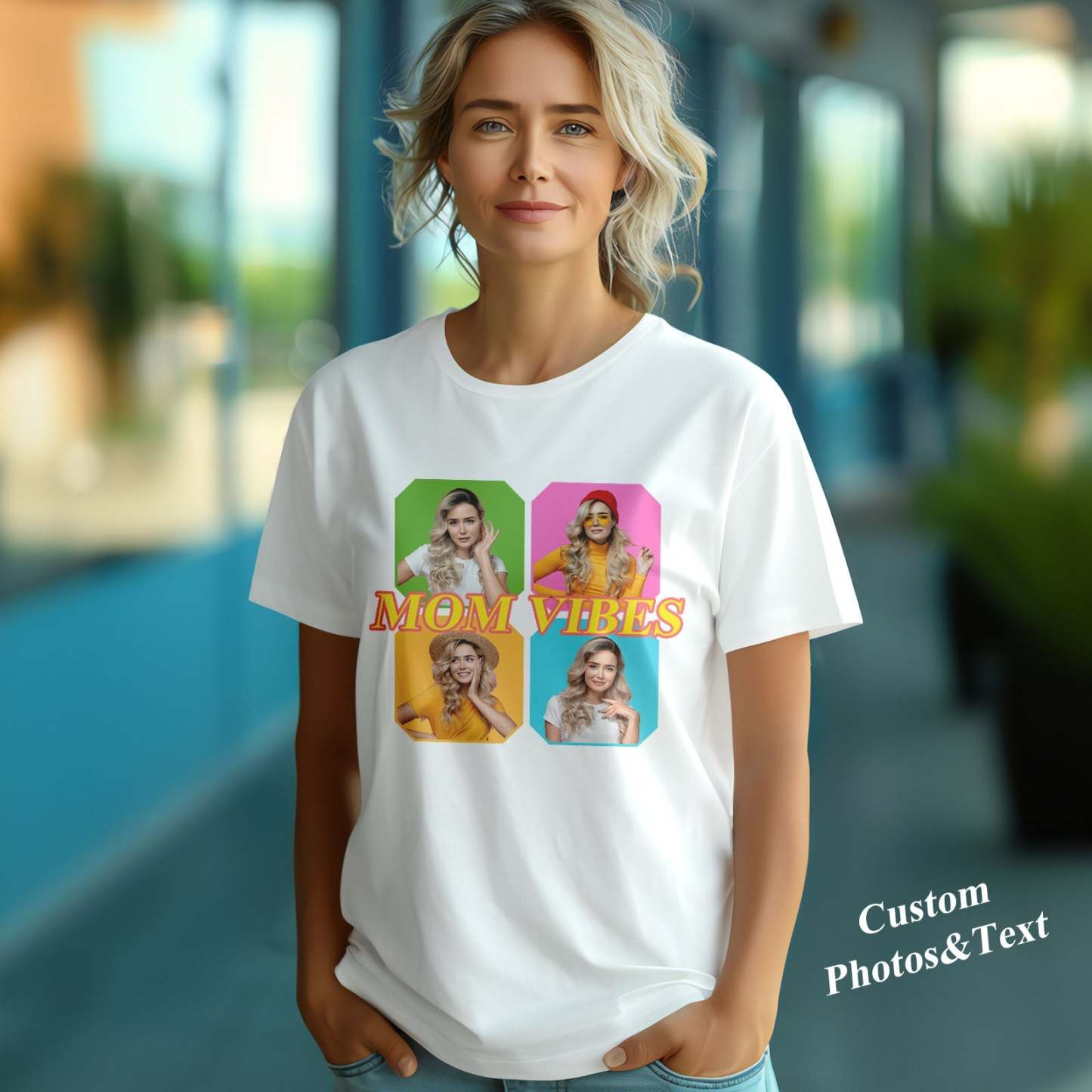 Custom Mom Vibes Vintage Photo Tee Mother's Day Gift - FaceSocksUSA