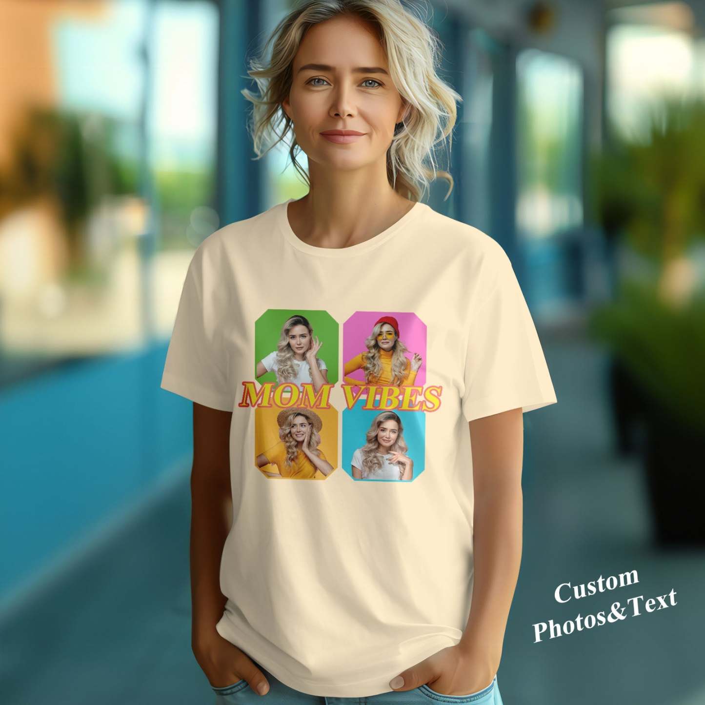 Custom Mom Vibes Vintage Photo Tee Mother's Day Gift - FaceSocksUSA