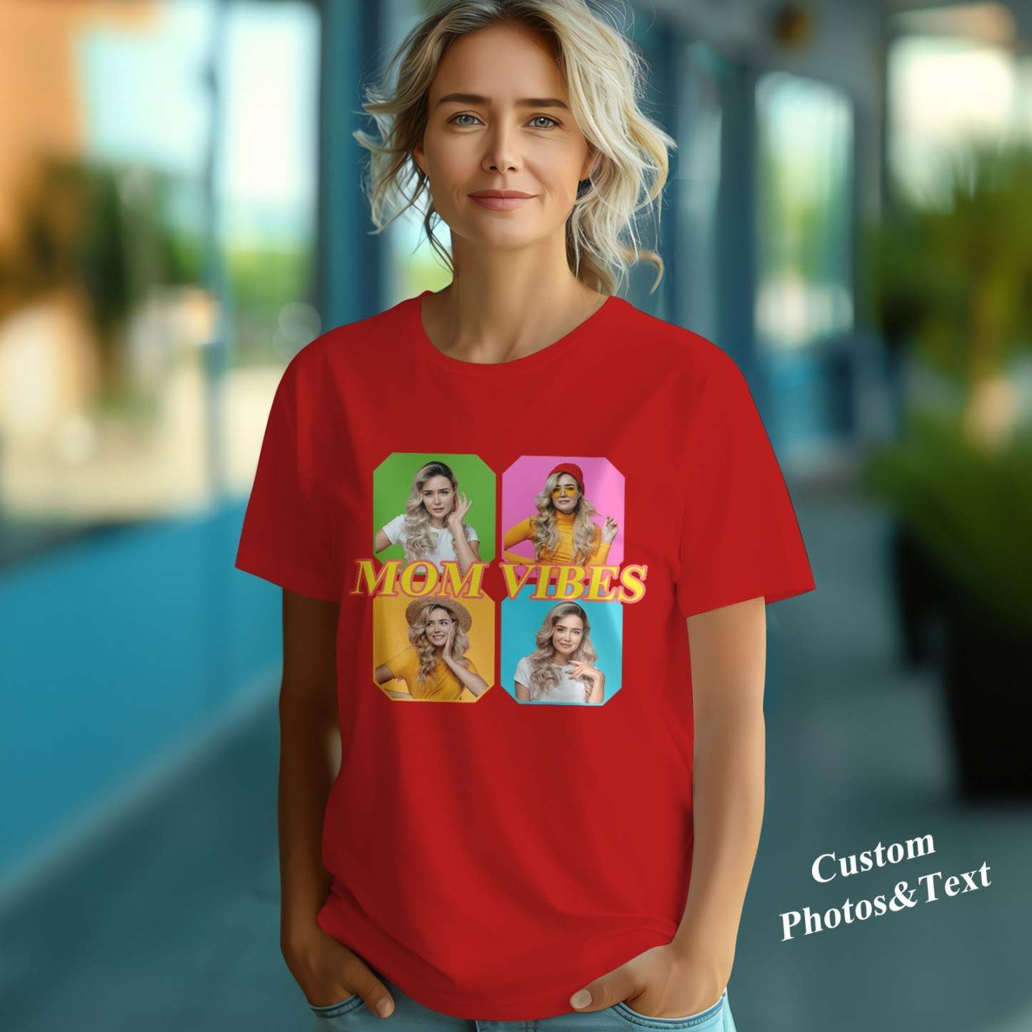 Custom Mom Vibes Vintage Photo Tee Mother's Day Gift - FaceSocksUSA