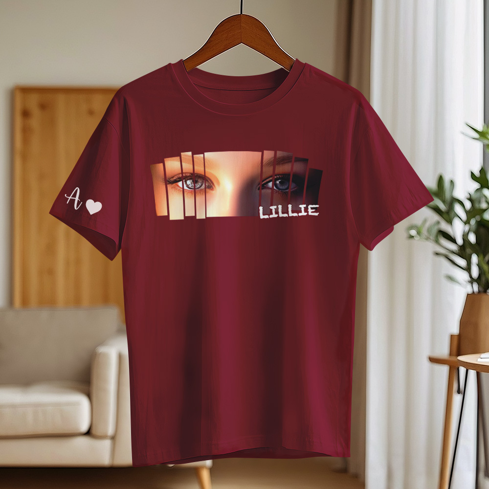 Custom Eyes Shirt Girlfriend Eyes Tee Personalized Photo and Name