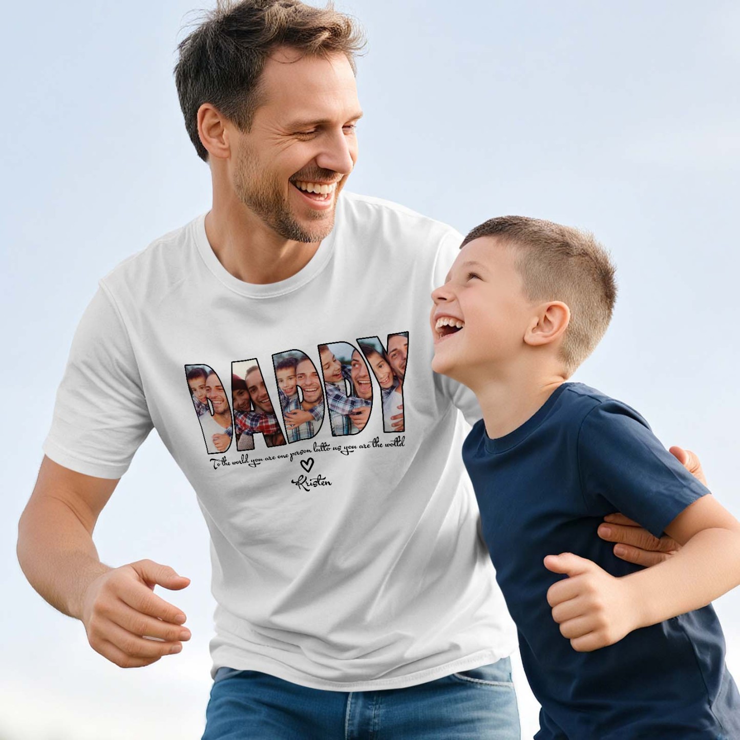 DADDY Photo Shirt,Custom Dad Shirt,Customized Father's Day Gift,Personalized Gift for Father,Printable Father Day Photo Shirt,Grandpa Dad Gift - FaceSocksUSA