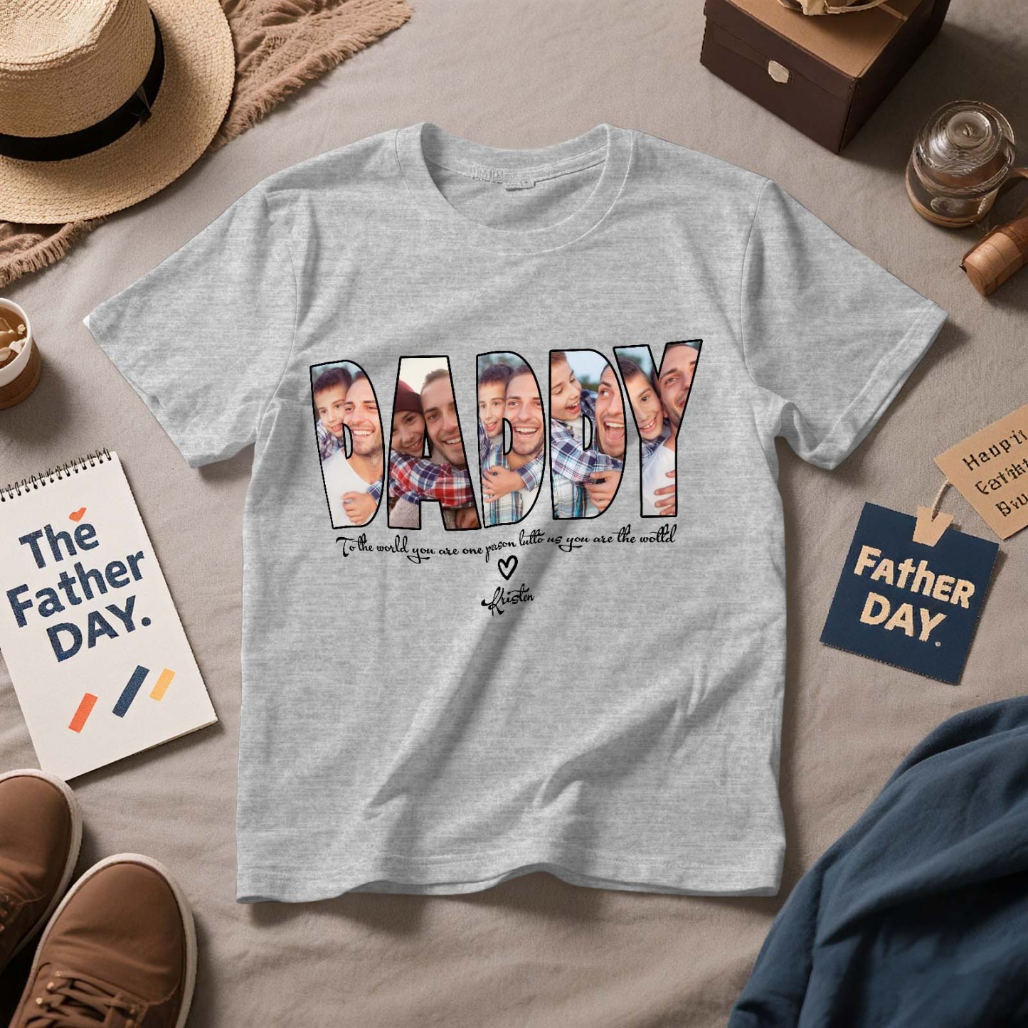 DADDY Photo Shirt,Custom Dad Shirt,Customized Father's Day Gift,Personalized Gift for Father,Printable Father Day Photo Shirt,Grandpa Dad Gift - FaceSocksUSA