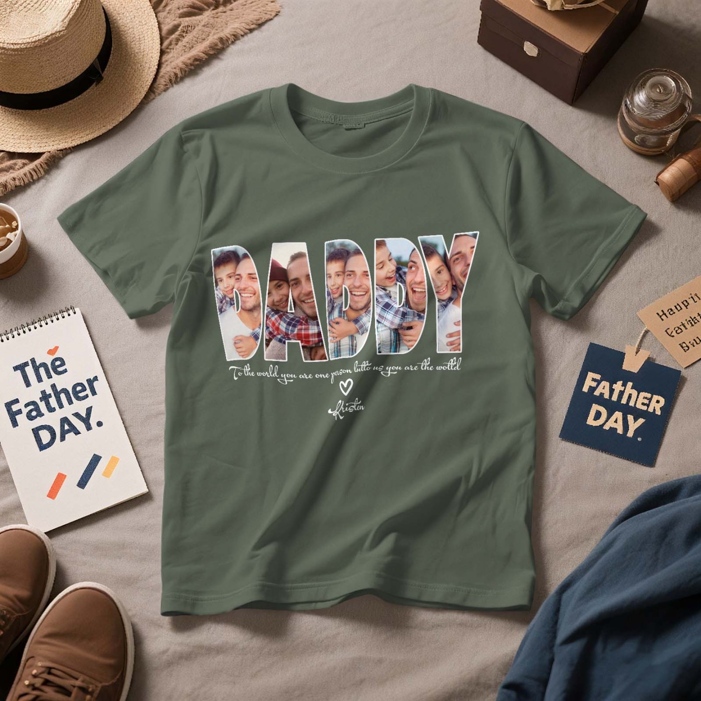 DADDY Photo Shirt,Custom Dad Shirt,Customized Father's Day Gift,Personalized Gift for Father,Printable Father Day Photo Shirt,Grandpa Dad Gift - FaceSocksUSA