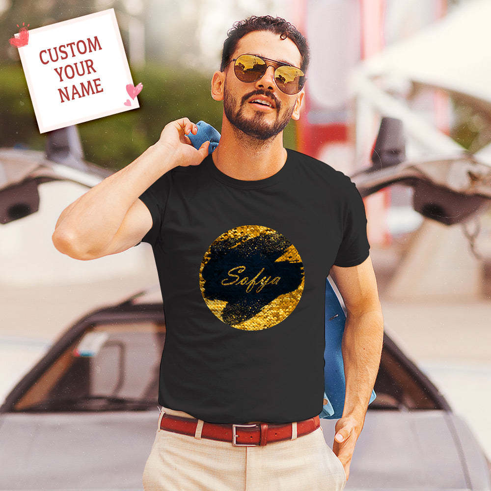 Custom Sequin T-shirt Personalized Name Sequin T-shirt	 - FaceSocksUSA