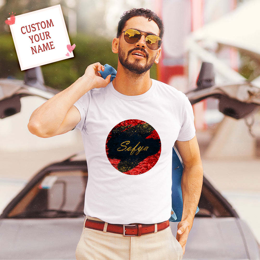 Custom Sequin T-shirt Personalized Name Sequin T-shirt	 - FaceSocksUSA