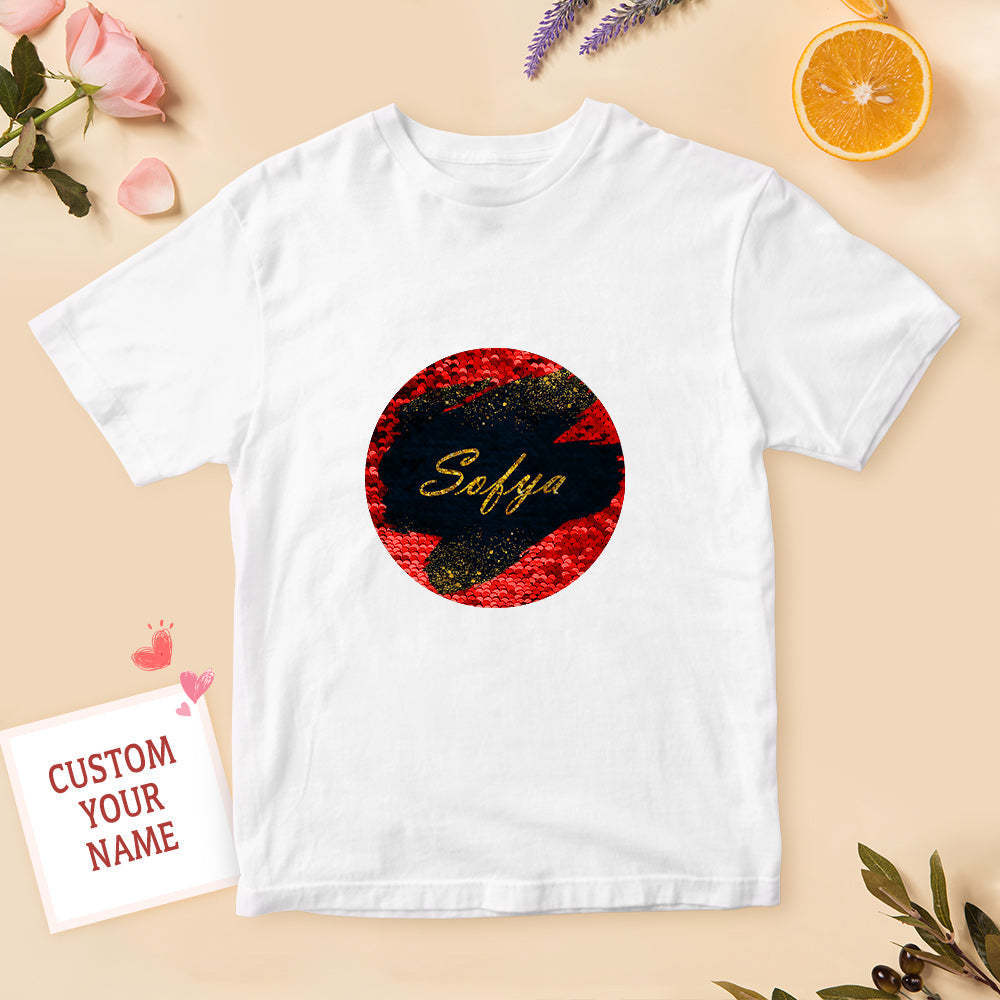 Custom Sequin T-shirt Personalized Name Sequin T-shirt - FaceSocksUSA