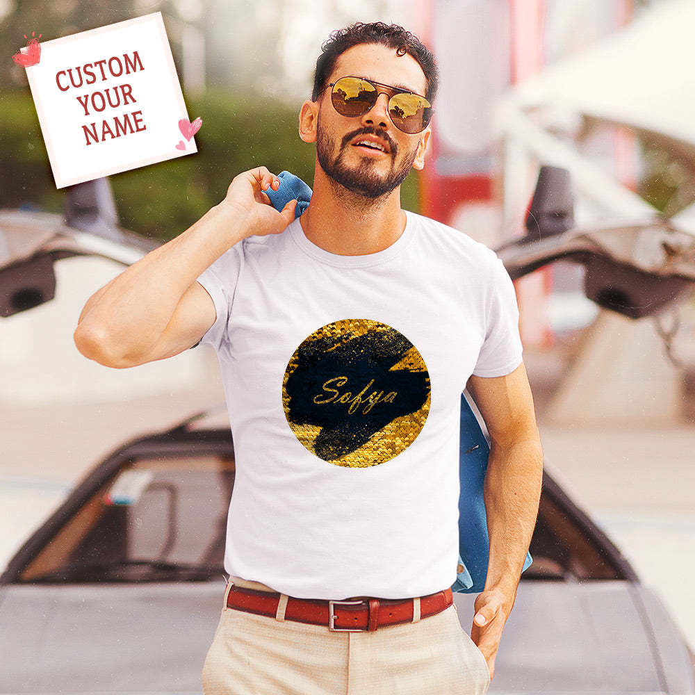 Custom Sequin T-shirt Personalized Name Sequin T-shirt - FaceSocksUSA