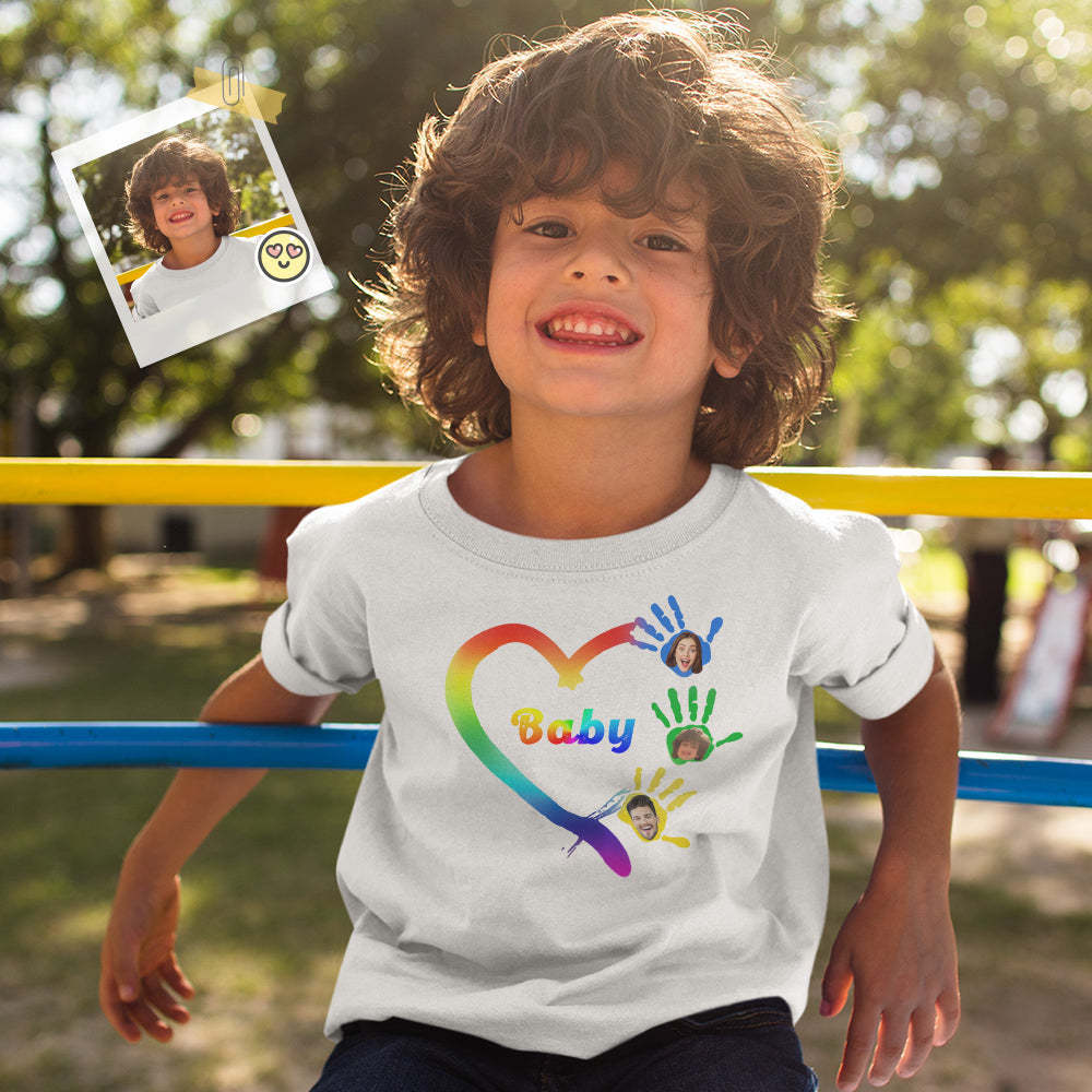 Custom Face Family Matching T-shirt Love In Palm - FaceSocksUSA