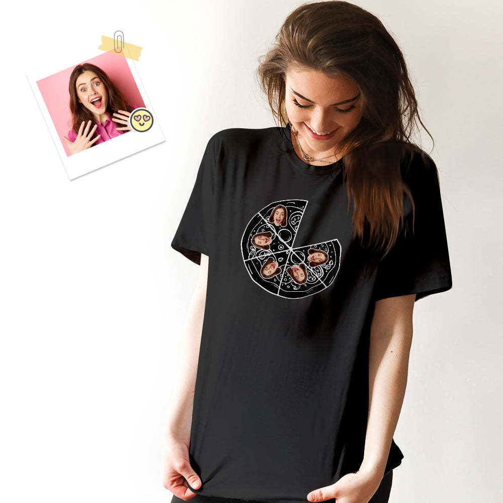 Custom Photo Family Matching T-shirt Pizza Splicing - FaceSocksUSA