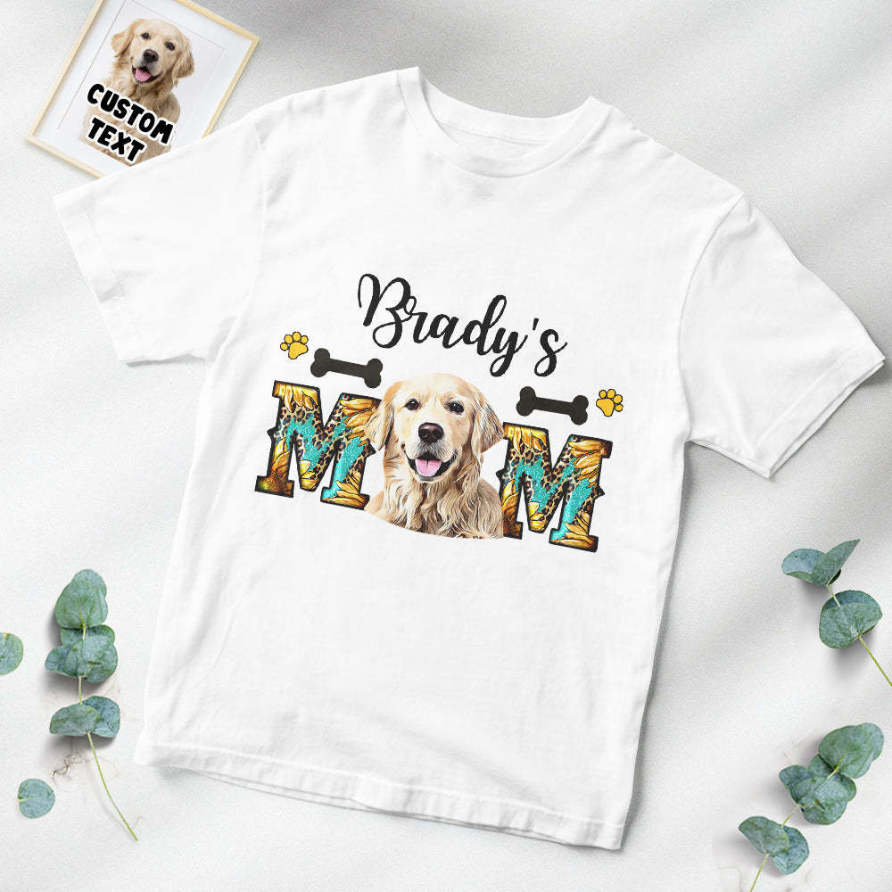 Custom Photo T-Shirt Personalized Dog Photo and Name T-Shirt for Pet Lover Mother's Day Gift	 - FaceSocksUSA