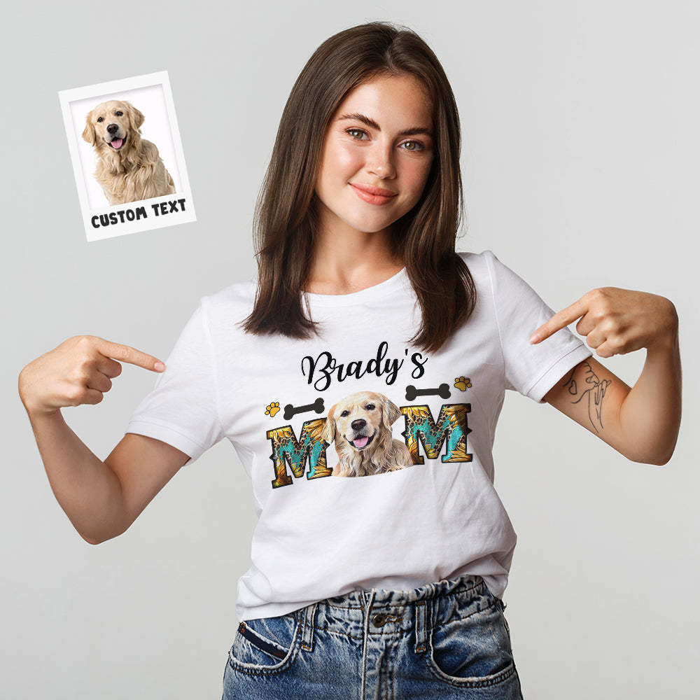 Custom Photo T-Shirt Personalized Dog Photo and Name T-Shirt for Pet Lover Mother's Day Gift	 - FaceSocksUSA