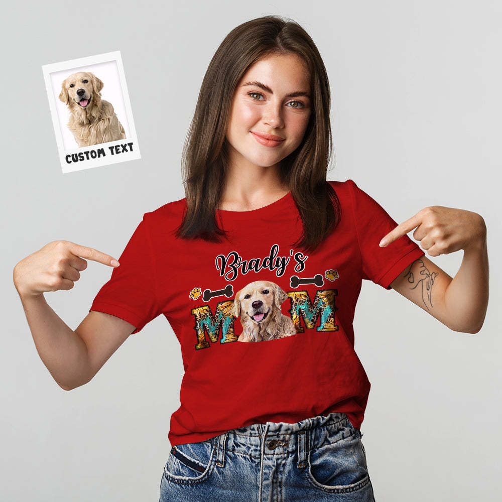 Custom Photo T-Shirt Personalized Dog Photo and Name T-Shirt for Pet Lover Mother's Day Gift	 - FaceSocksUSA