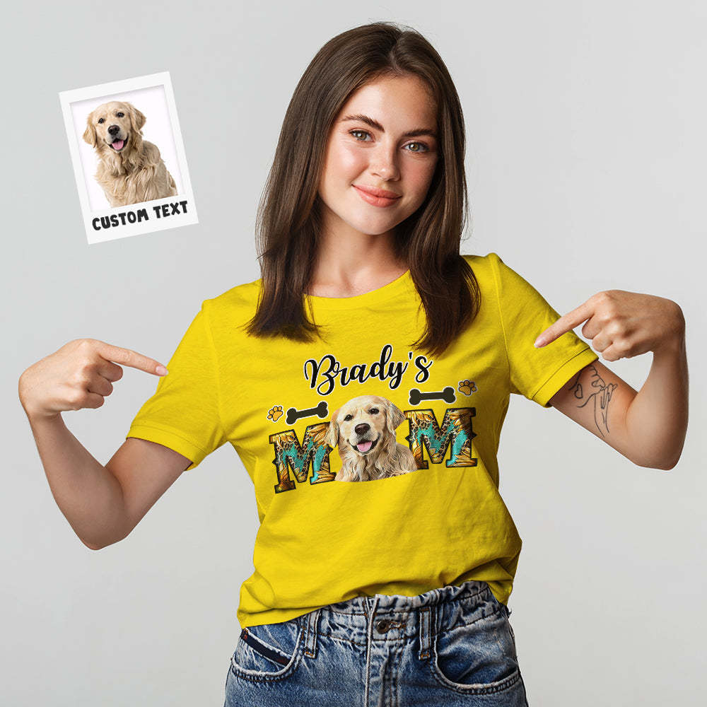 Custom Photo T-Shirt Personalized Dog Photo and Name T-Shirt for Pet Lover Mother's Day Gift	 - FaceSocksUSA