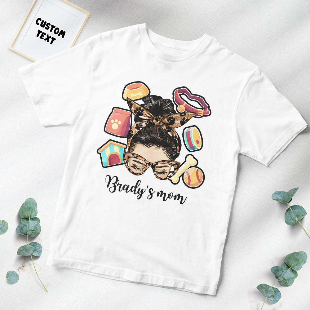 Custom T-Shirt Personalized Dog Name T-Shirt for Pet Lover Mother's Day Gift	 - FaceSocksUSA
