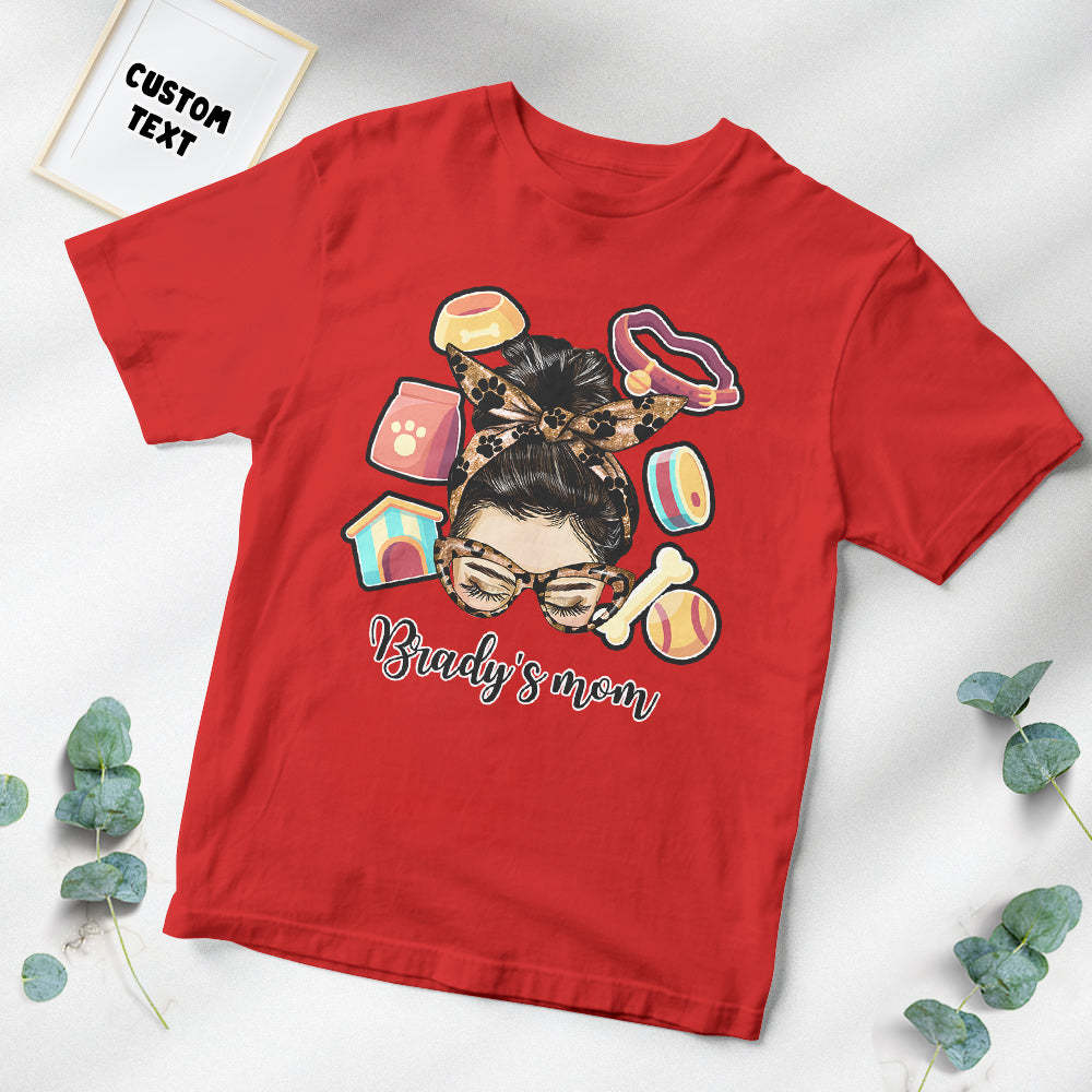 Custom T-Shirt Personalized Dog Name T-Shirt for Pet Lover Mother's Day Gift	 - FaceSocksUSA