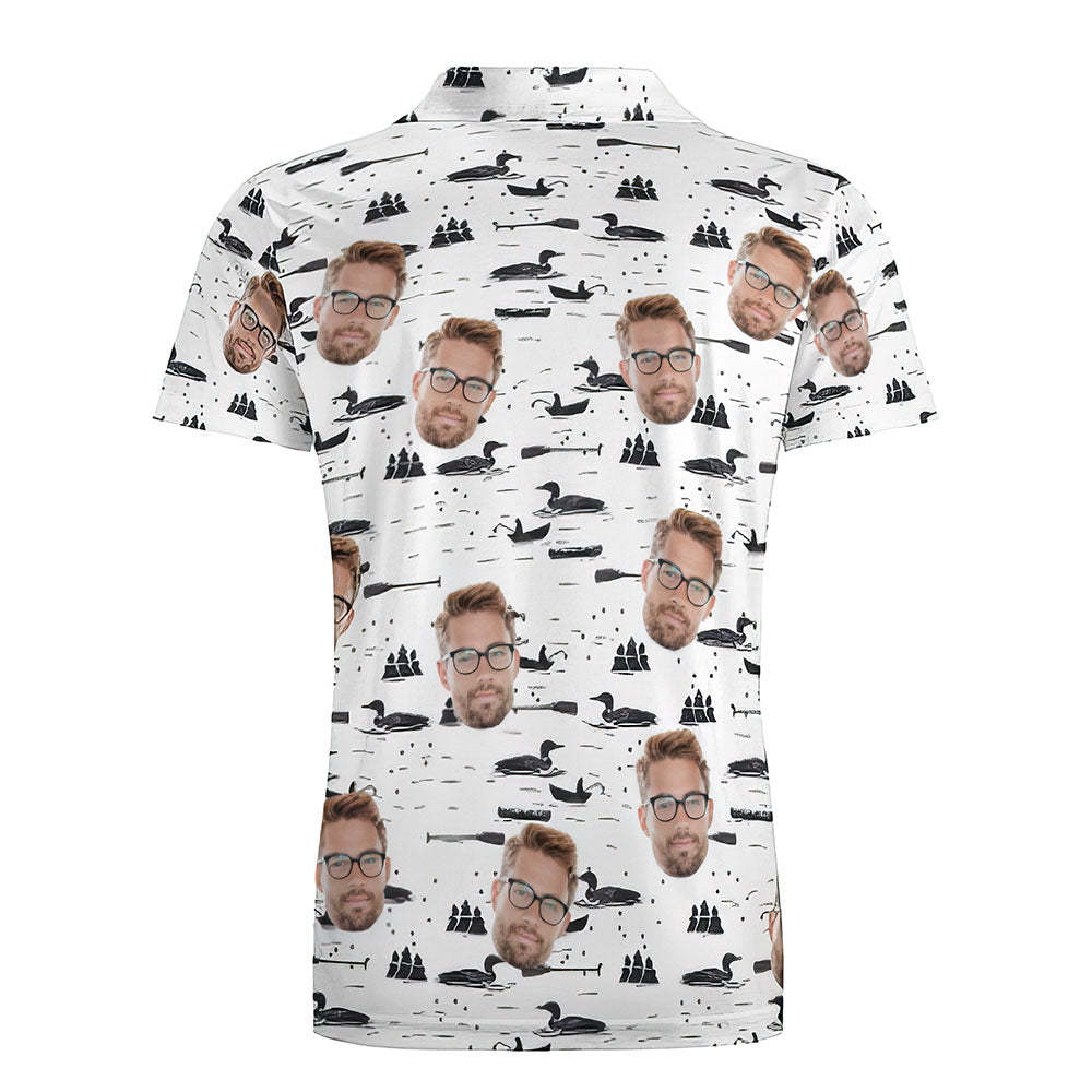 Men's Custom Face Shirt Personalized Golf Shirts Pink Ink Painting	 - FaceSocksUSA