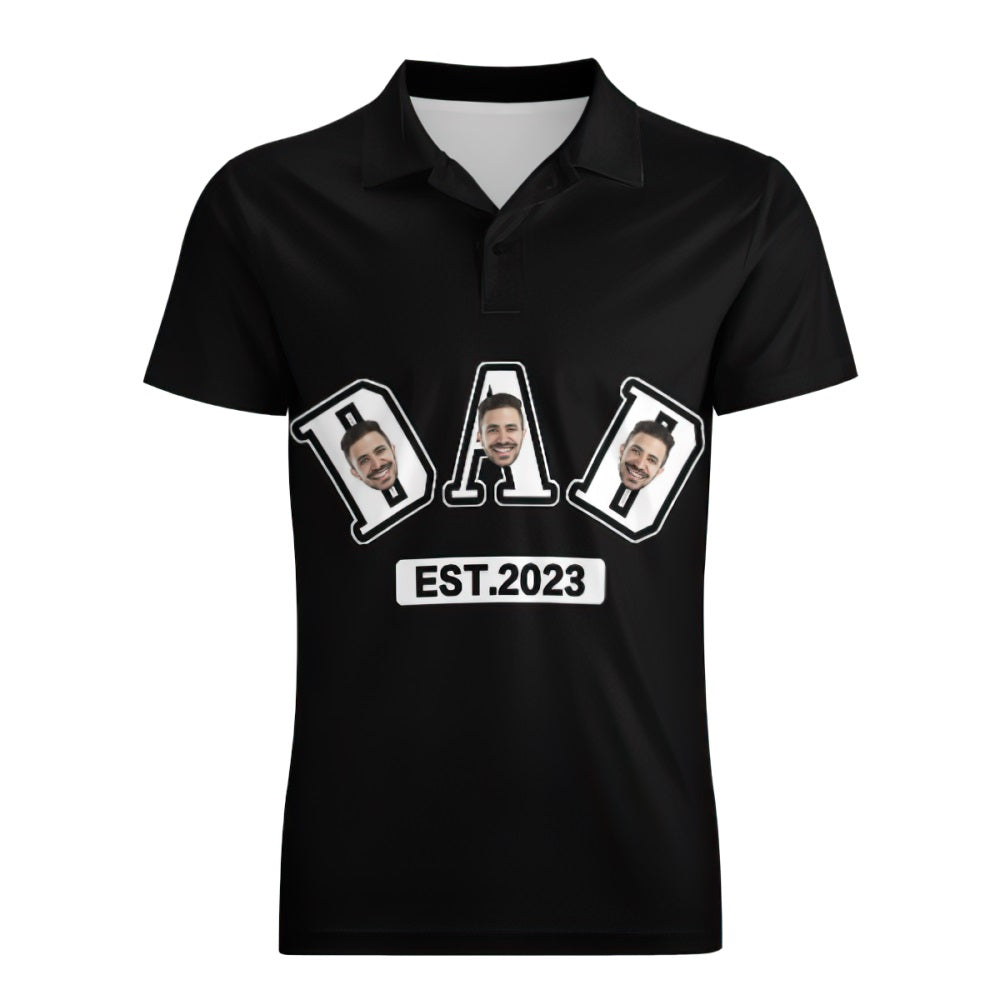 Men's Custom Face Polo Shirt Personalized Father's Day Hawaiian Golf Shirts