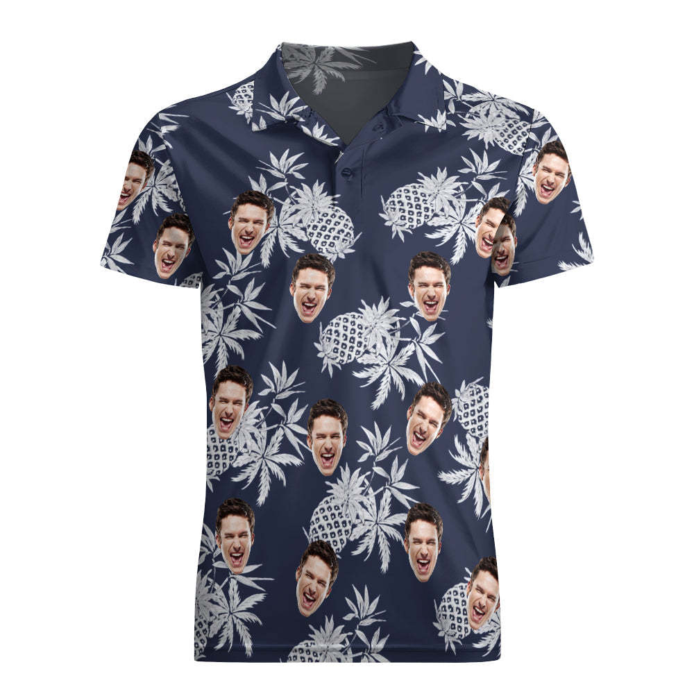 Men's Custom Face Shirt Personalized Golf Shirts For Him Vintage Pineapple	 - FaceSocksUSA