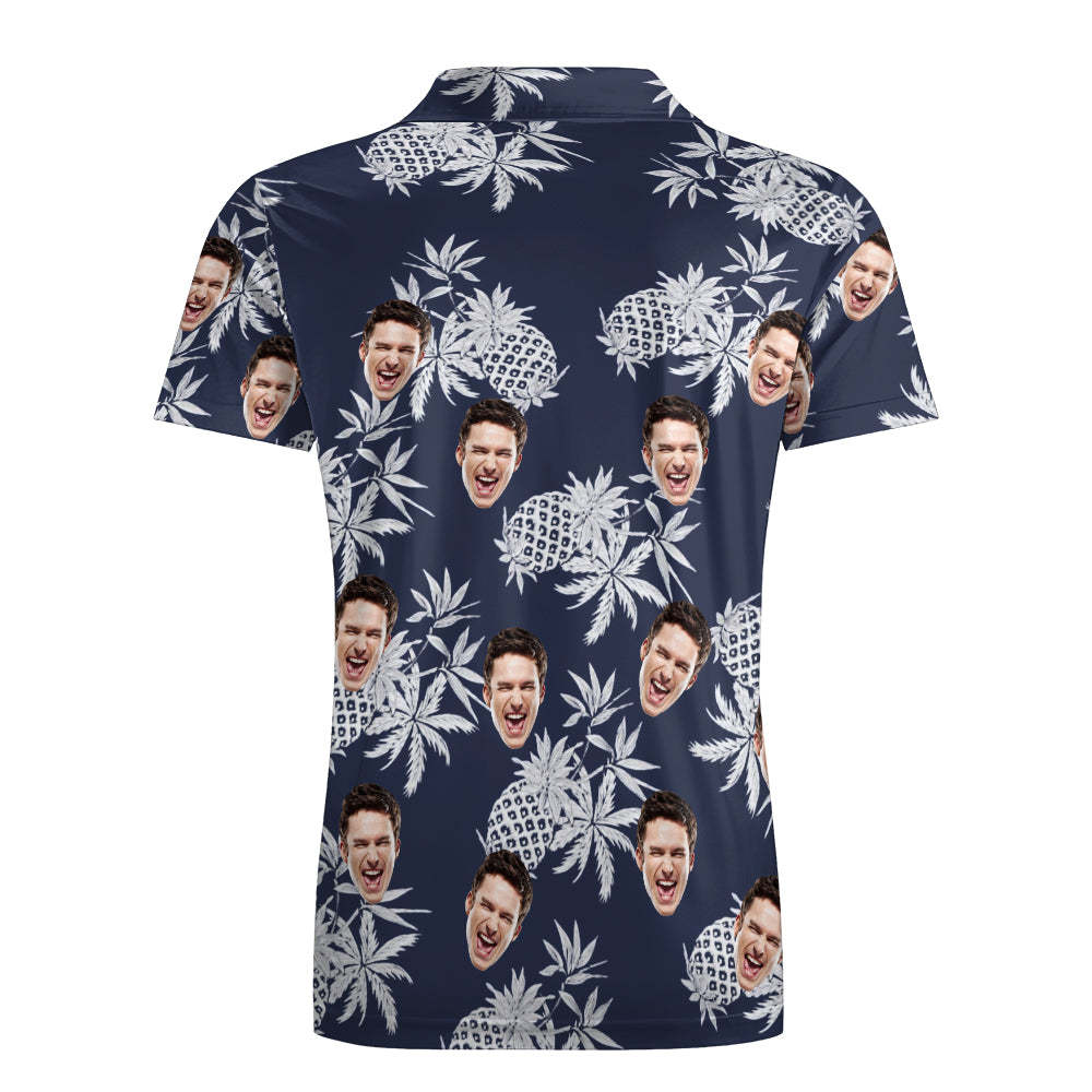 Men's Custom Face Shirt Personalized Golf Shirts For Him Vintage Pineapple	 - FaceSocksUSA