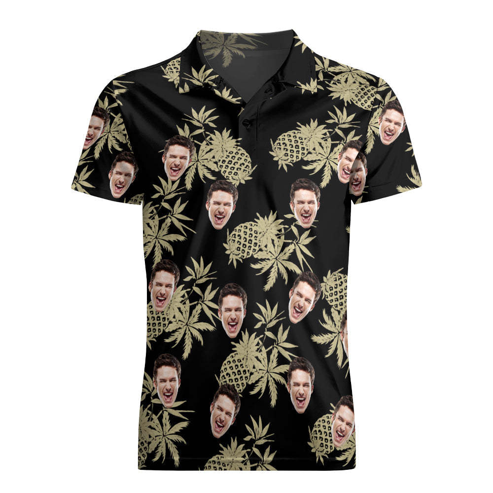 Men's Custom Face Shirt Personalized Golf Shirts For Him Vintage Pineapple	 - FaceSocksUSA