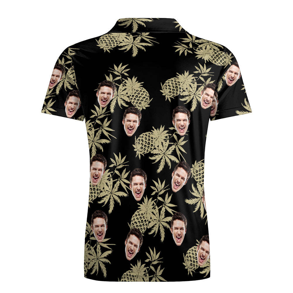 Men's Custom Face Shirt Personalized Golf Shirts For Him Vintage Pineapple	 - FaceSocksUSA