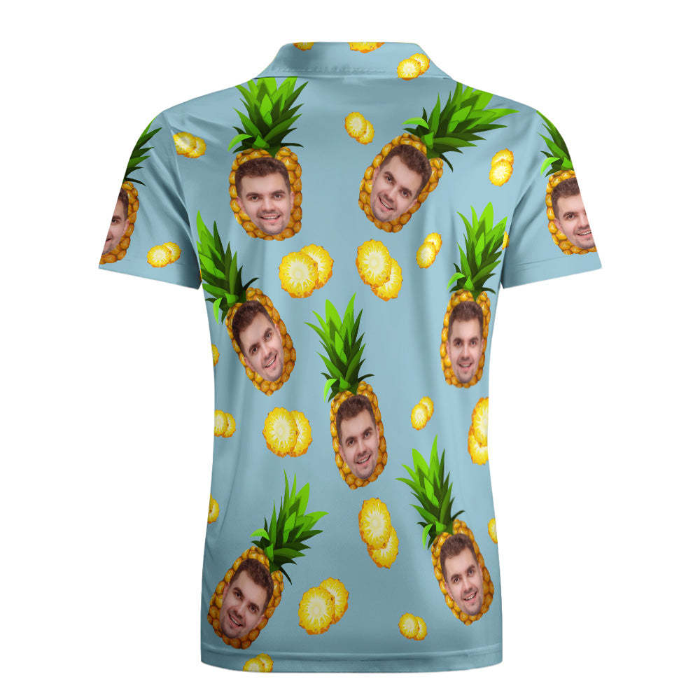 Men's Custom Face POLO Shirt Personalized Golf Shirts For Him Big Pineapple	 - FaceSocksUSA