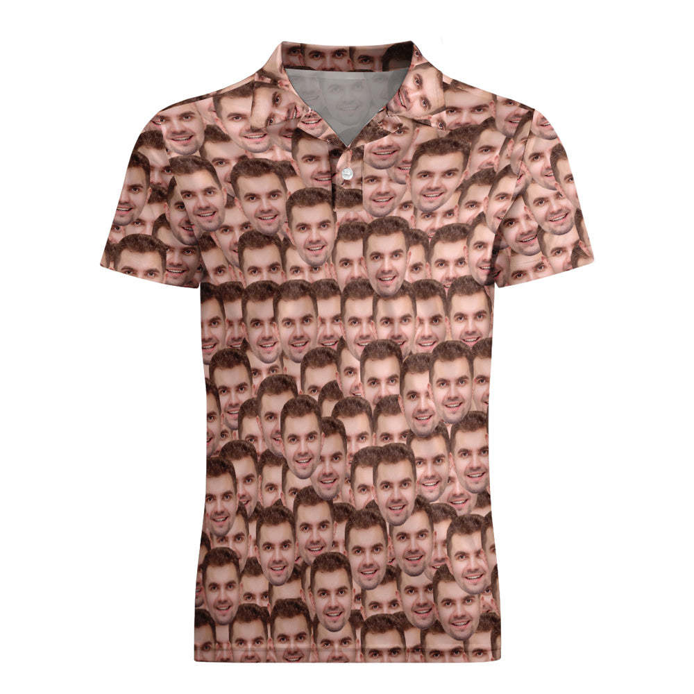 Men's Custom Face POLO Shirt Personalized Golf Shirts For Him Face Mash	 - FaceSocksUSA