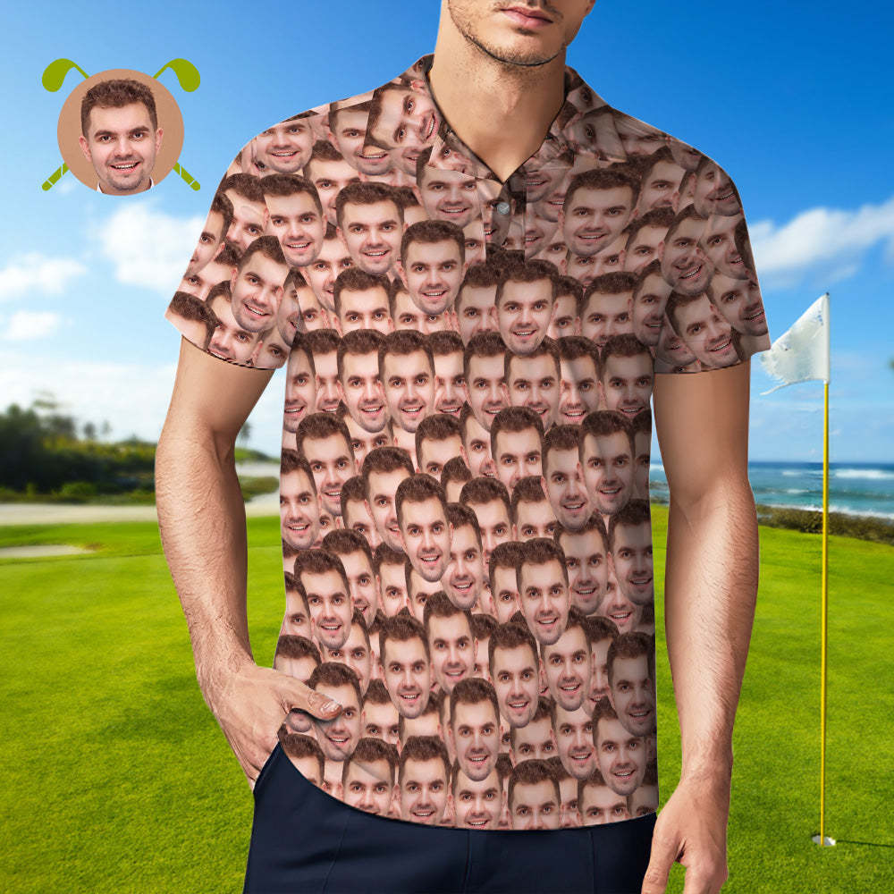 Custom Face Golf Polo Shirt All Over Print Polo Shirt 6 Styles	 - FaceSocksUSA