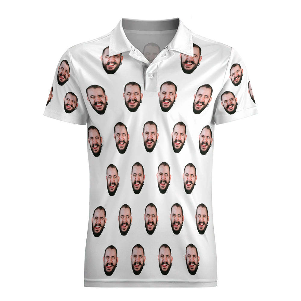 Custom Men's Face POLO Shirt Personalized Golf Shirts For Him	 - FaceSocksUSA