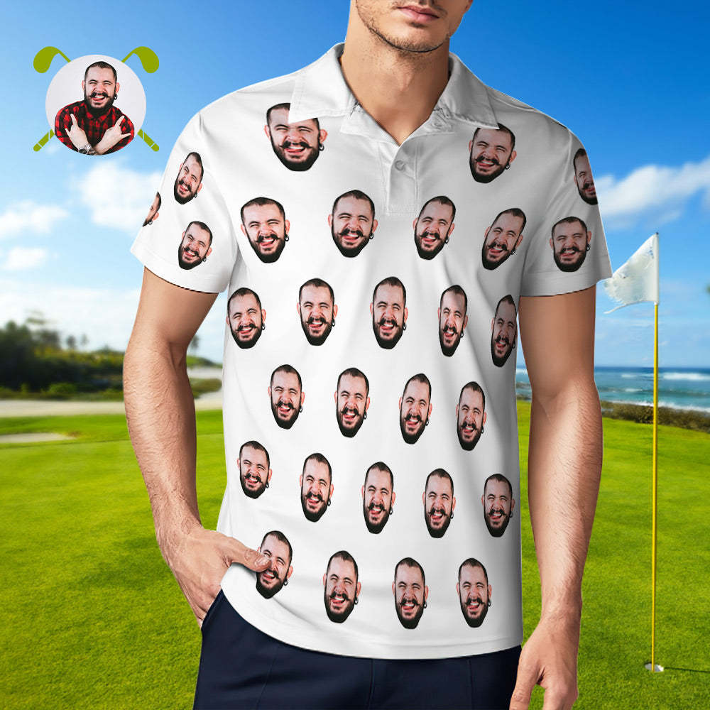Custom Men's Face POLO Shirt Personalized Golf Shirts For Him	 - FaceSocksUSA
