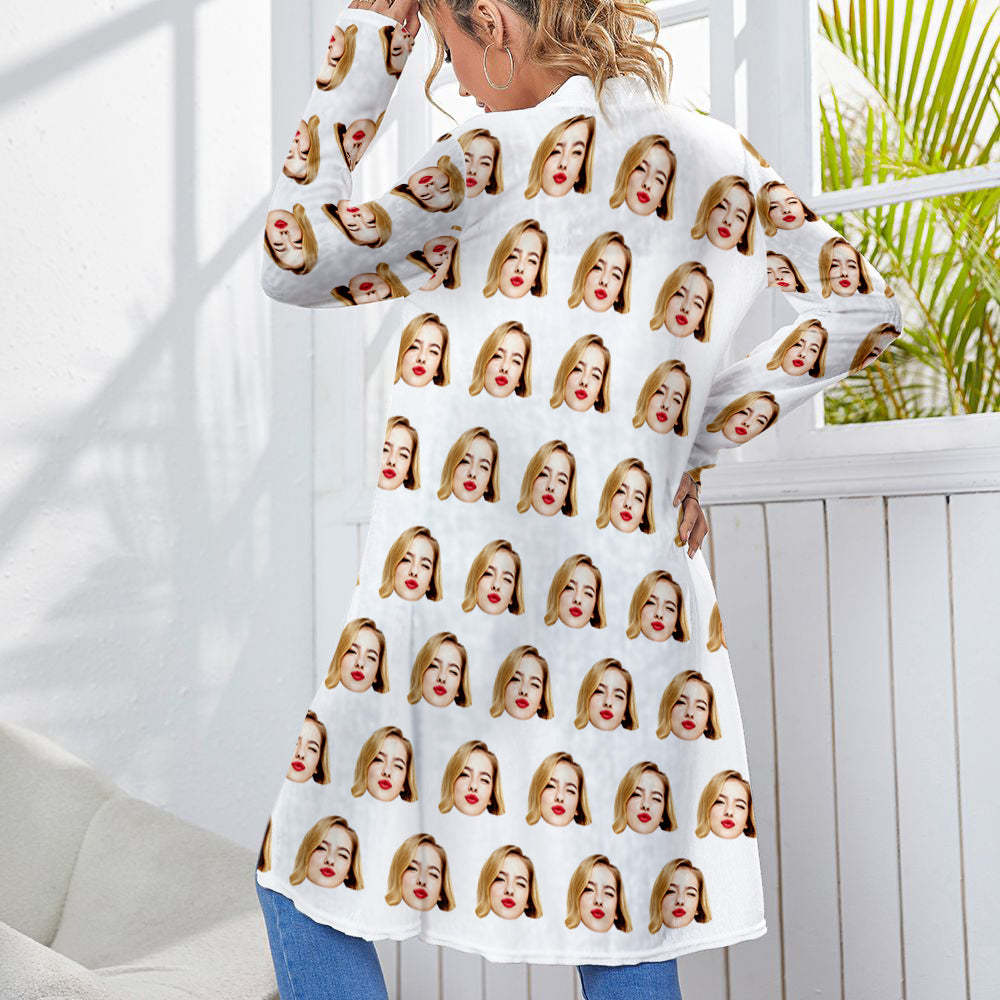 Personalized Funny Cardigan Women Long Sleeve Open Front Cardigan - FaceSocksUSA