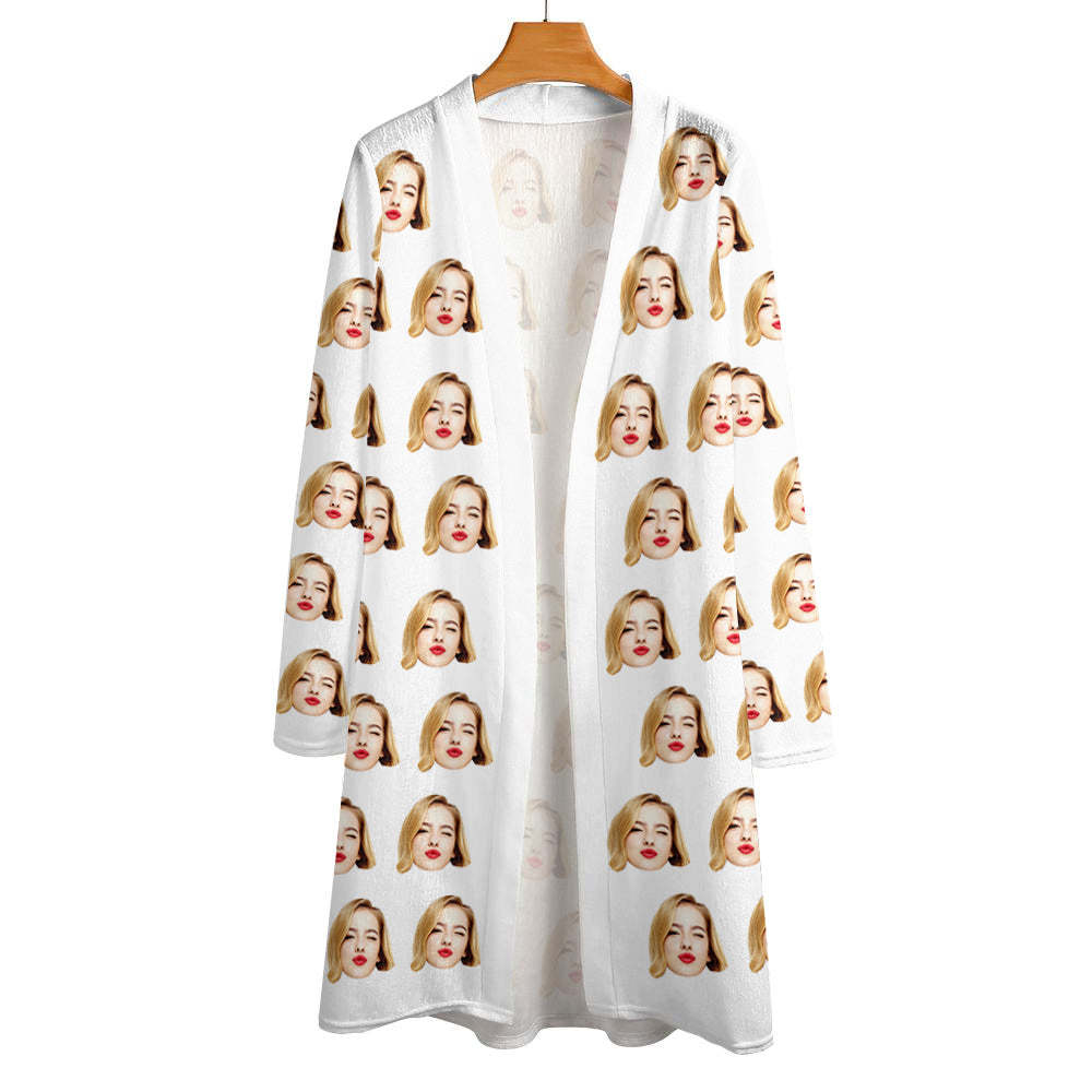 Personalized Funny Cardigan Women Long Sleeve Open Front Cardigan - FaceSocksUSA