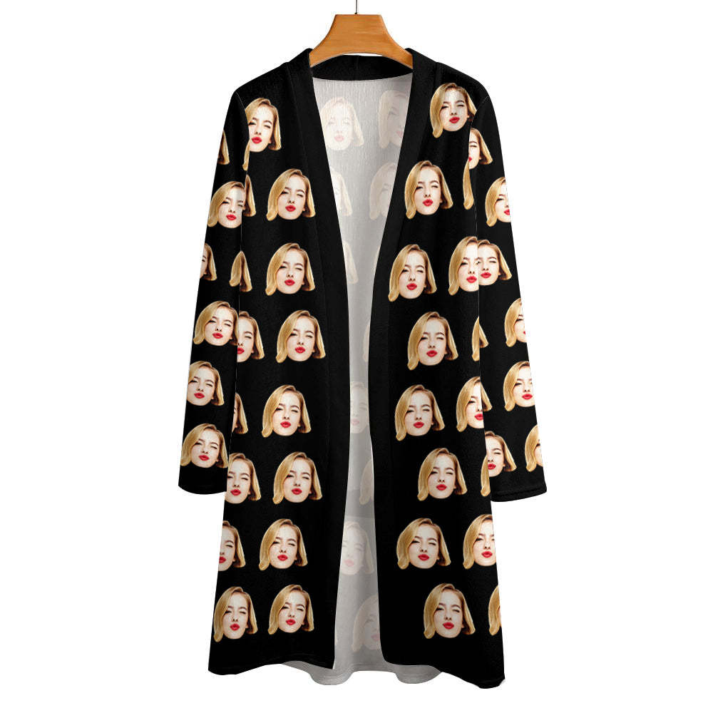 Personalized Funny Cardigan Women Long Sleeve Open Front Cardigan	 - FaceSocksUSA