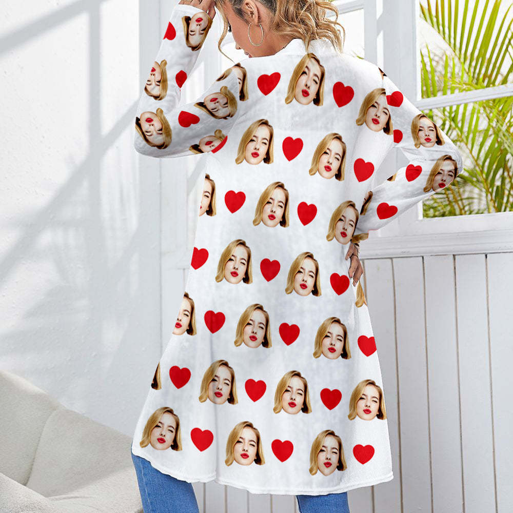 Personalized Cardigan Women Open Front Cardigans Long Sleeve Top - FaceSocksUSA