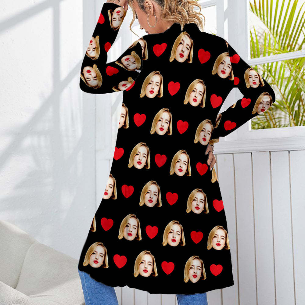 Personalized Cardigan Women Open Front Cardigans Long Sleeve Top - FaceSocksUSA