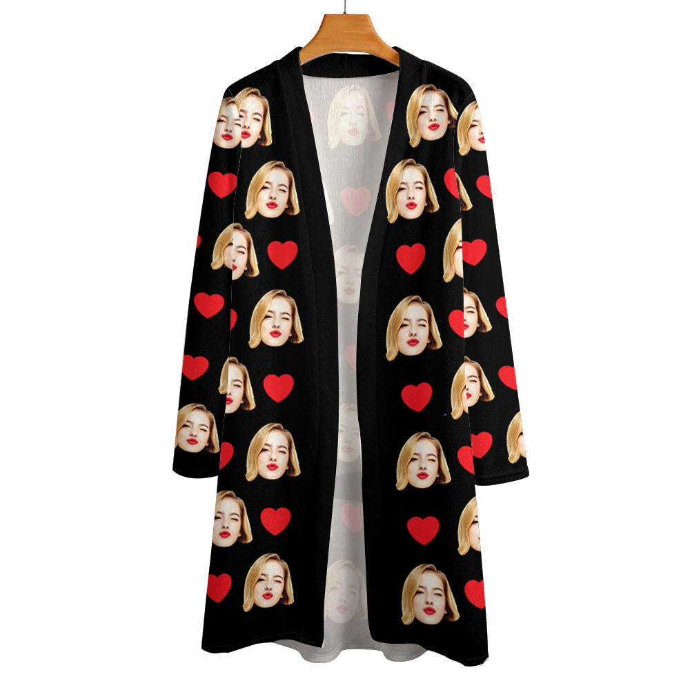 Personalized Cardigan Women Open Front Cardigans Long Sleeve Top - FaceSocksUSA