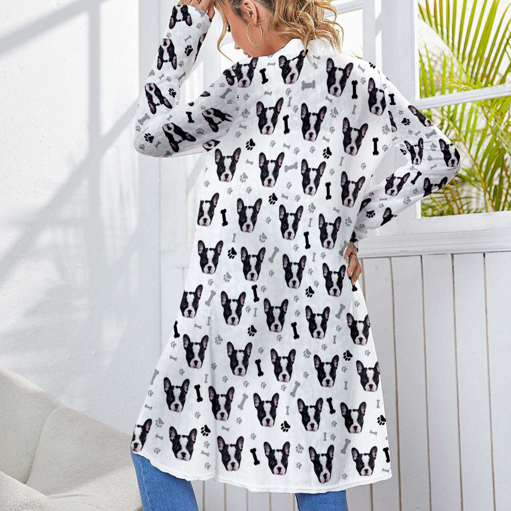 Personalized Cardigan Women Open Front Long Sleeve Cardigans Gifts for Pet Lovers	 - FaceSocksUSA