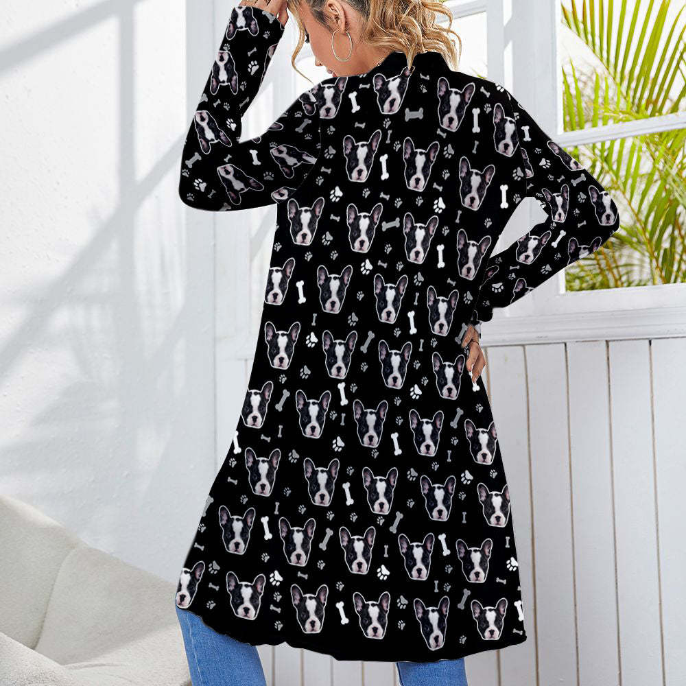 Personalized Cardigan Women Open Front Long Sleeve Cardigans Gifts for Pet Lovers	 - FaceSocksUSA
