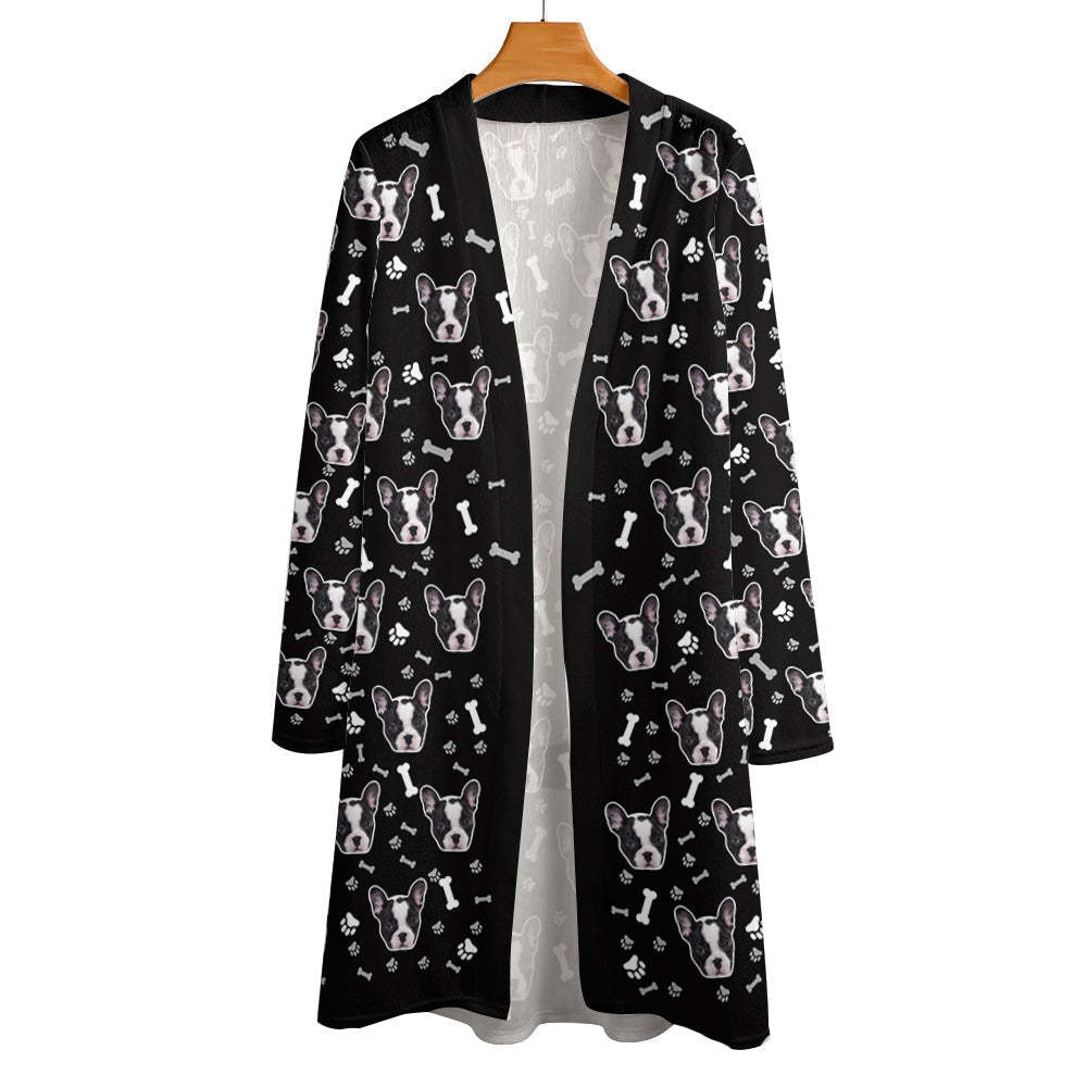 Personalized Cardigan Women Open Front Long Sleeve Cardigans Gifts for Pet Lovers	 - FaceSocksUSA