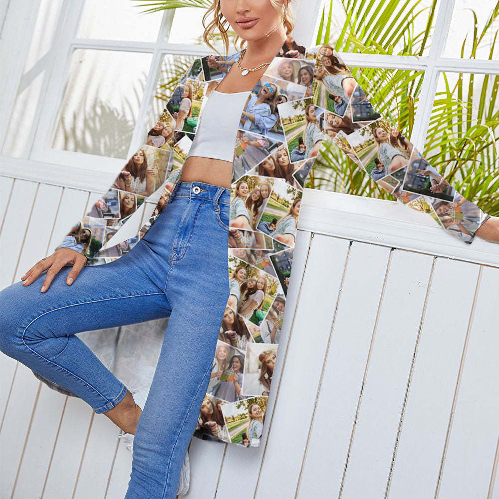 Personalized Photo Cardigan Women Long Sleeve Open Front Cardigans - FaceSocksUSA