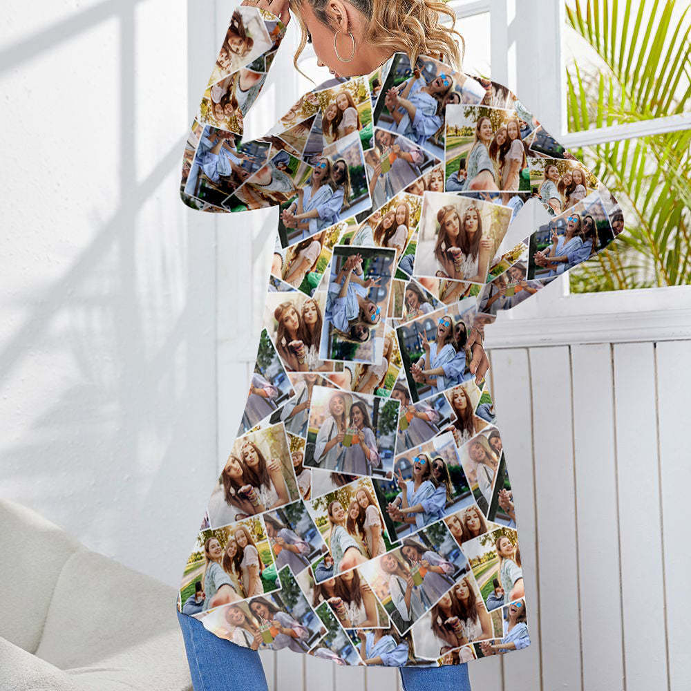 Personalized Photo Cardigan Women Long Sleeve Open Front Cardigans - FaceSocksUSA