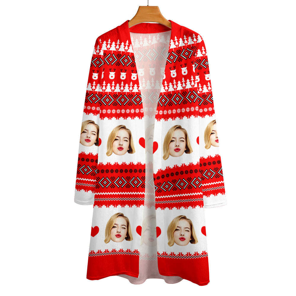 Personalized Christmas Cardigan Women Open Front Cardigans for Christmas Gifts - FaceSocksUSA