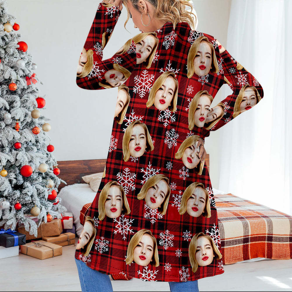 Personalized Face Cardigan Women Open Front Cardigans for Christmas Gifts - FaceSocksUSA