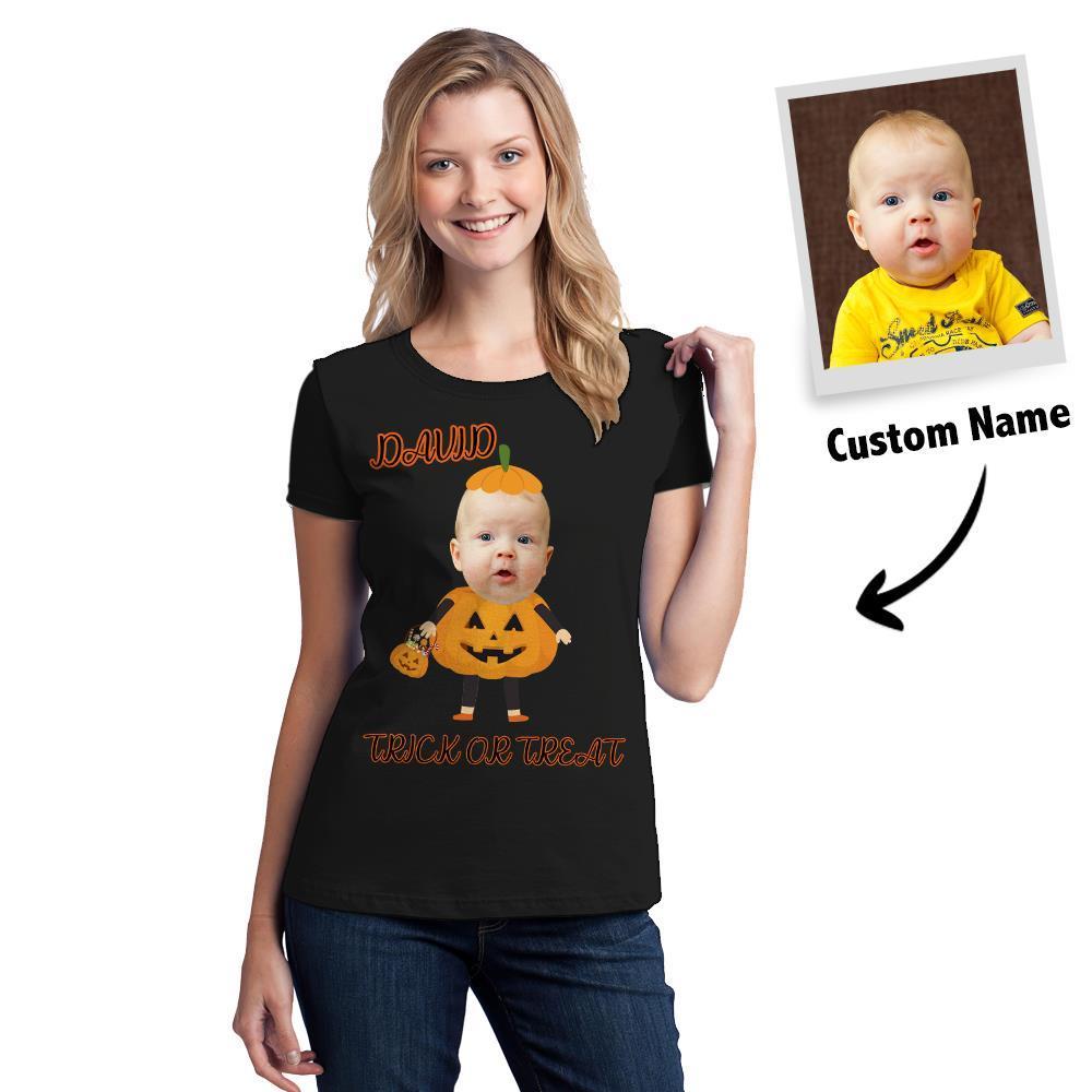 Custom Halloween Photo T-shirt Personalized T-Shirt Cute Pumpkin - FaceSocksUSA