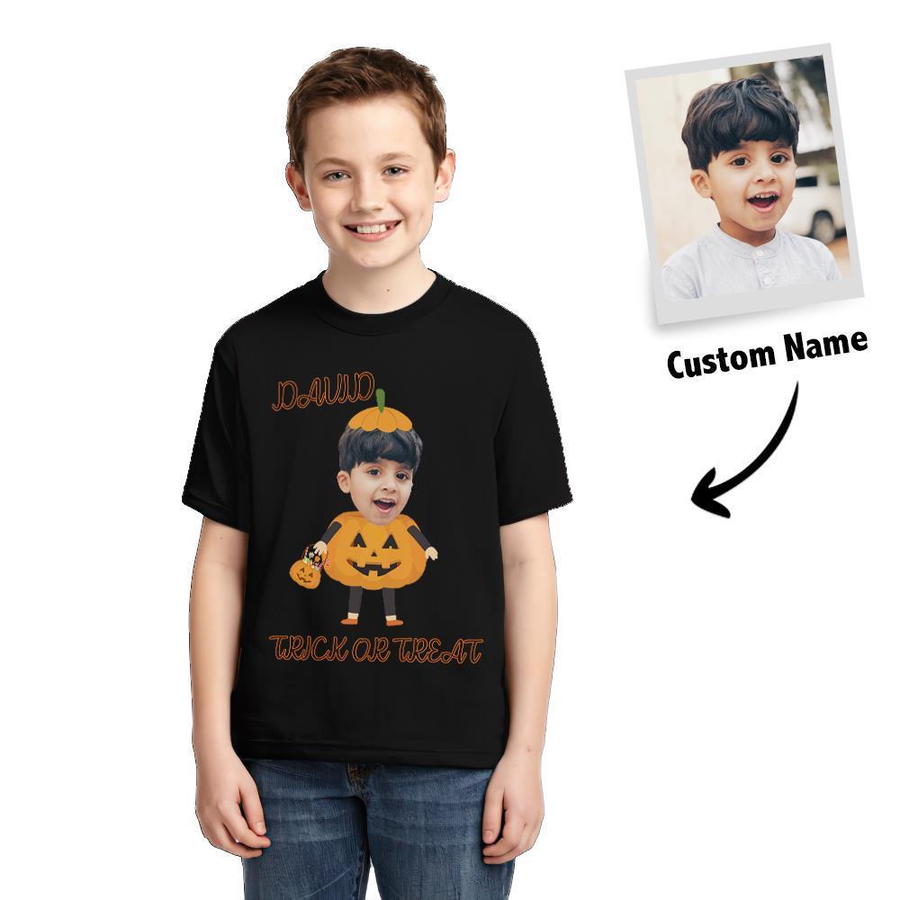 Custom Halloween Photo T-shirt Personalized T-Shirt Cute Pumpkin - FaceSocksUSA