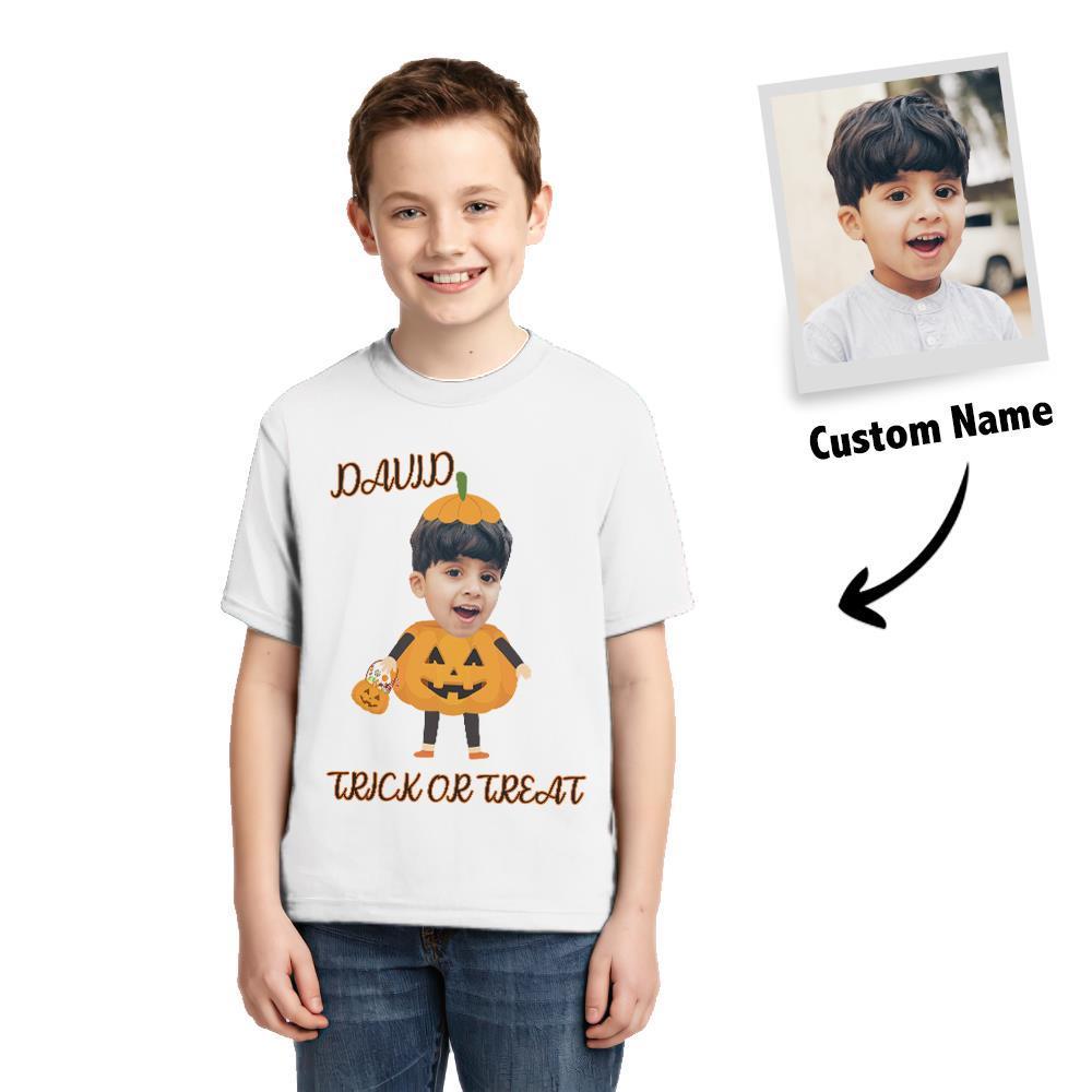 Custom Halloween Photo T-shirt Personalized T-Shirt Cute Pumpkin - FaceSocksUSA