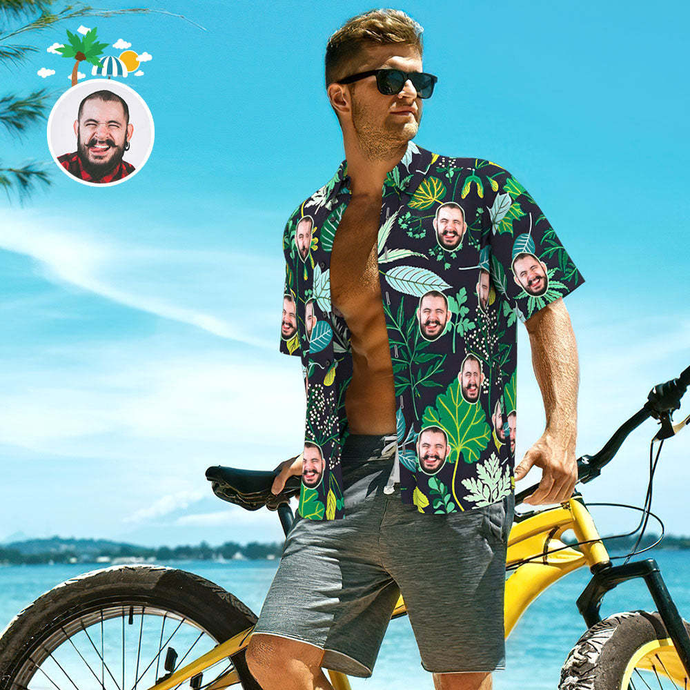 Custom Face Shirt Personalized Photo Men's Hawaiian Shirt Men's Hawaiian Shirt Cool Handsome - FaceSocksUSA