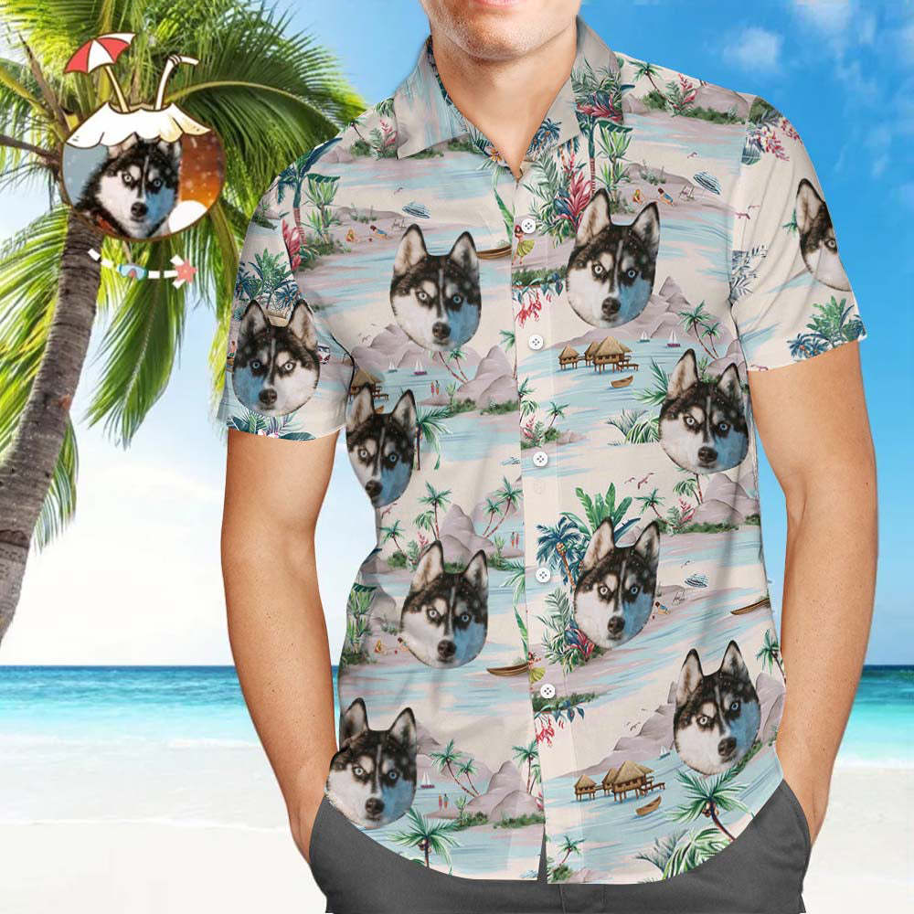 Custom Face Shirt Personalized Men's Hawaiian Shirt Sea View - FaceSocksUSA
